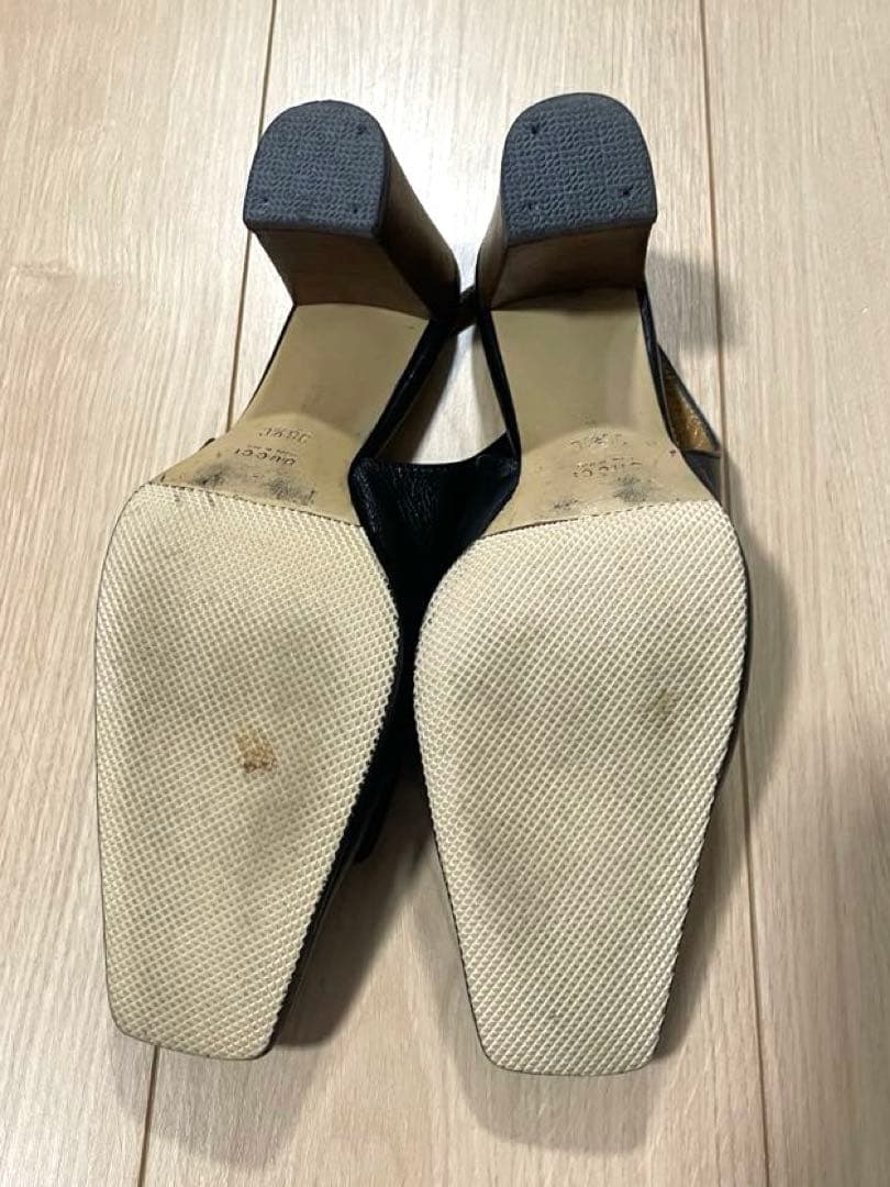 GUCCI グッチ パンプス 36 1/2C 黒 レザー スクエアトゥの写真4枚目