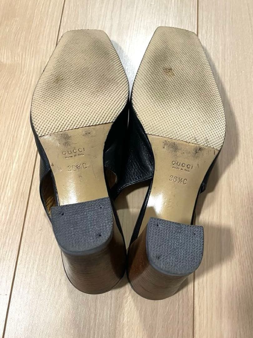 GUCCI グッチ パンプス 36 1/2C 黒 レザー スクエアトゥの写真5枚目