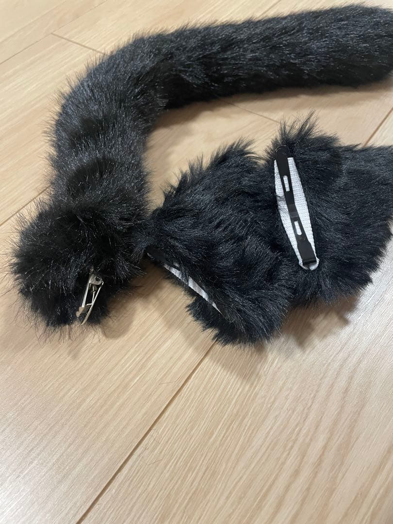 ジジ風 黒猫 コスプレ 12-18M 猫耳 しっぽ 赤リボン ハロウィンの写真6枚目