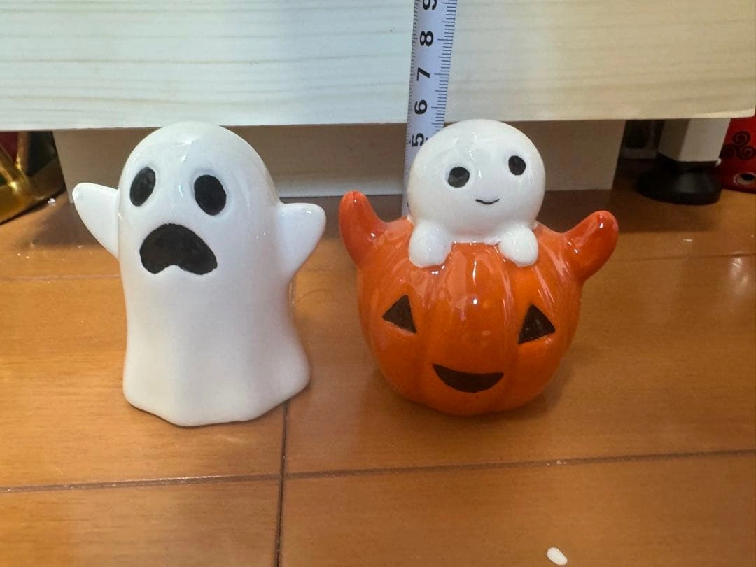 ハロウィン ゴーストとパンプキンの陶器置物セット ハロウィン飾り