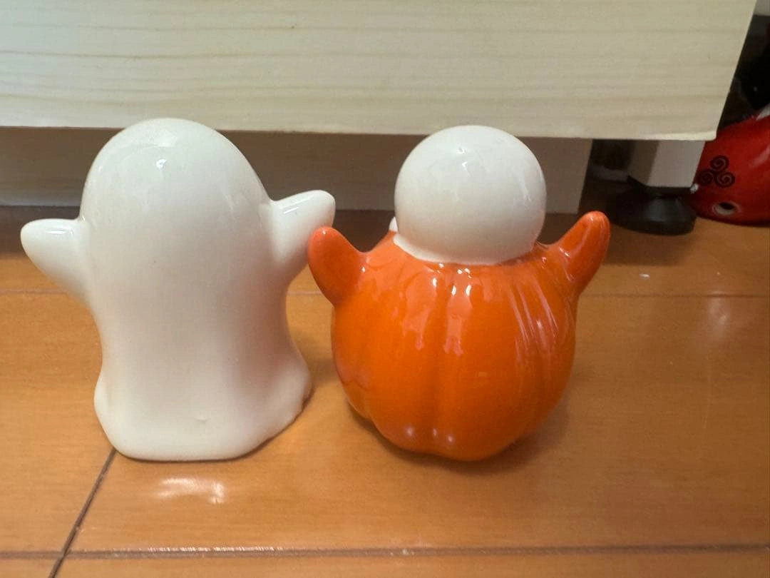 ハロウィン ゴーストとパンプキンの陶器置物セット ハロウィン飾りの写真2枚目