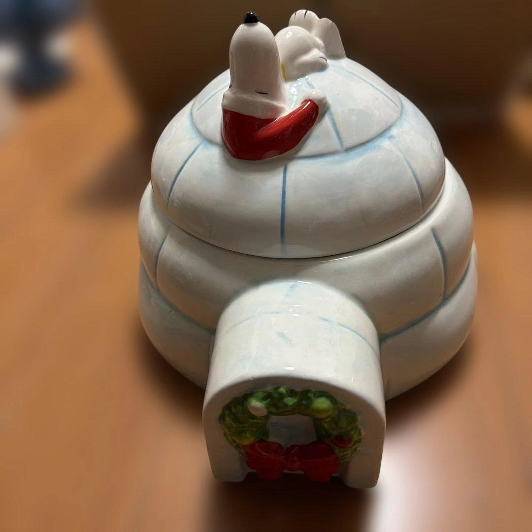 Snoopy スヌーピー イグルー型 陶器製 キャニスター 収納 小物入 難有