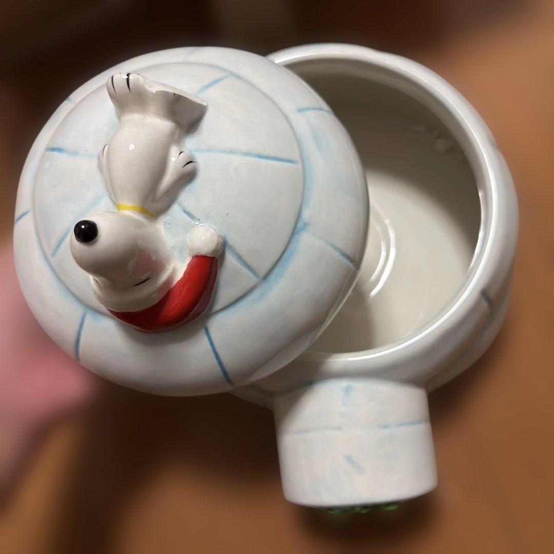 Snoopy スヌーピー イグルー型 陶器製 キャニスター 収納 小物入 難有の写真2枚目