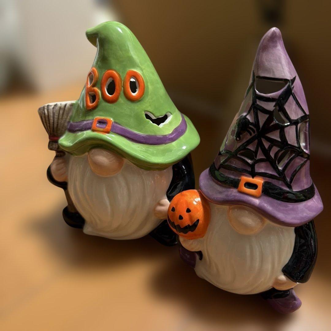 ハロウィン ノーム 置物 2体セット 訳あり LED付き