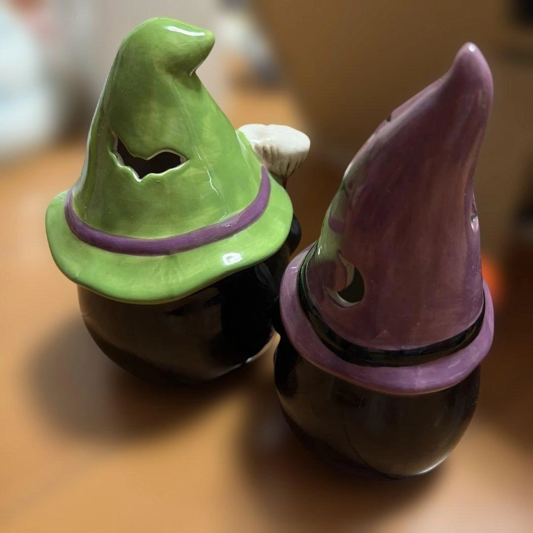 ハロウィン ノーム 置物 2体セット 訳あり LED付きの写真2枚目