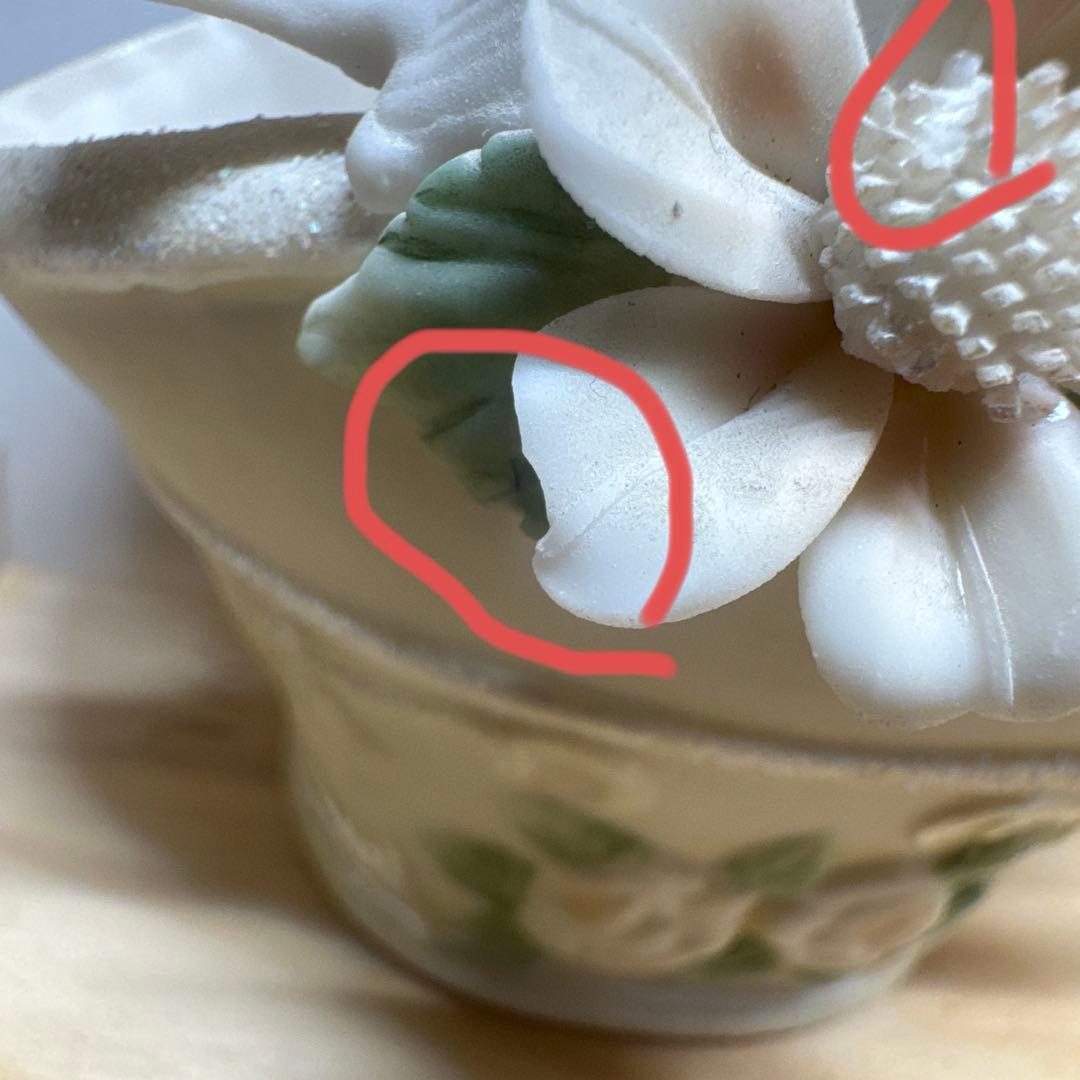 陶器製 バスケット型 置物 鳥と花の写真4枚目
