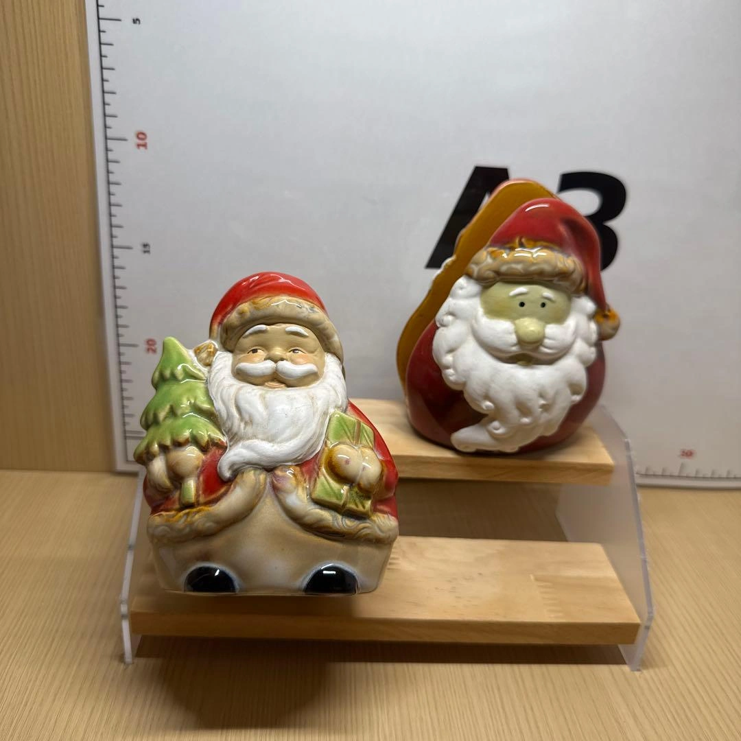 【クリスマス】サンタクロース 陶器製 特別窯技術 オブジェ ティッシュ入り