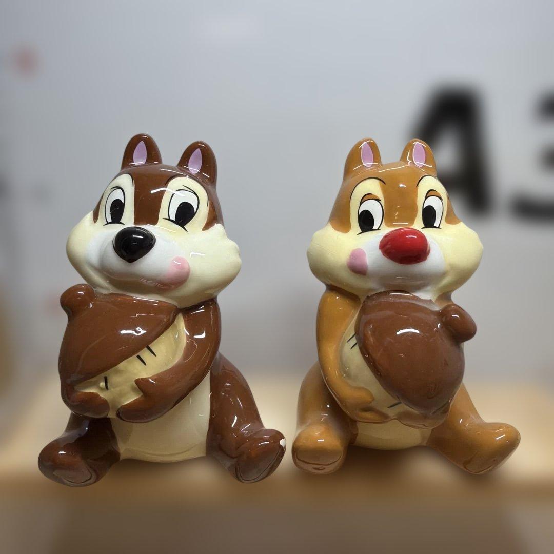 ディズニー　リス　チップとデール 陶器製 ソルト＆ペッパー入れ 2点セット　訳有