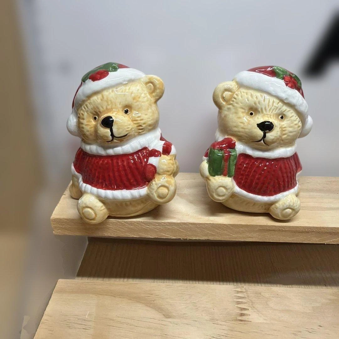【クリスマス 】ベア ソルト&ペッパー 陶器製 2点セット 訳有