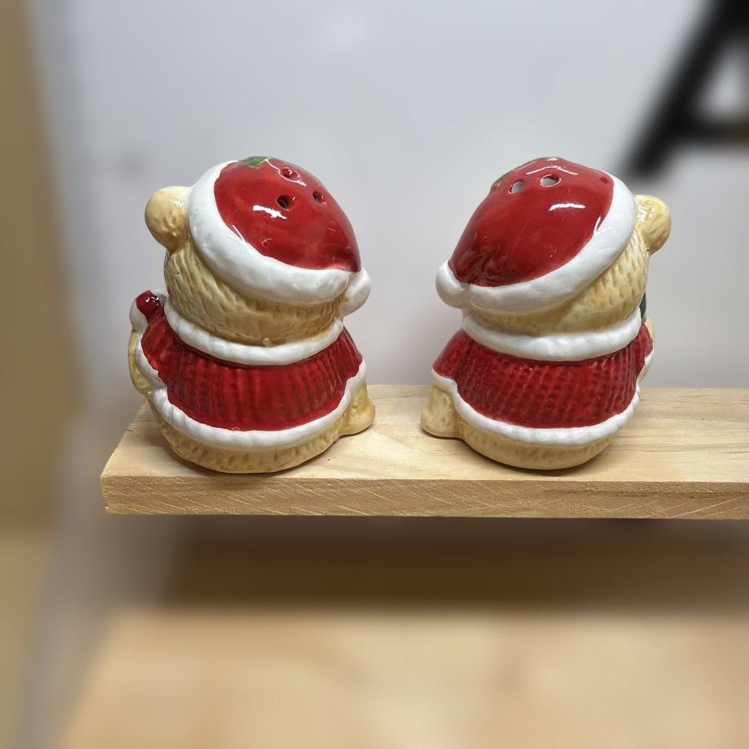 【クリスマス 】ベア ソルト＆ペッパー 陶器製 2点セット 訳有の写真2枚目