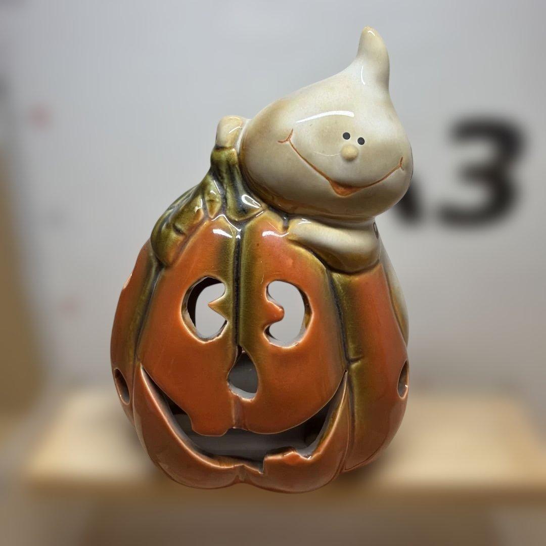 【ハロウィン】ゴースト パンプキン 陶器製 置物