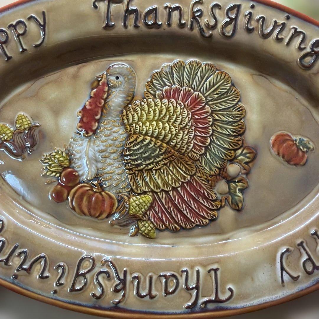 Thanksgiving ターキー 陶器製 オーバルプレートの写真5枚目