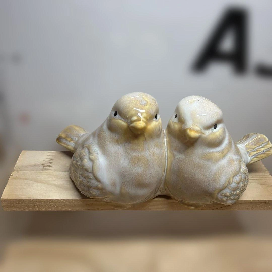 陶器製 置物 鳥 ペア オブジェ 玄関 庭
