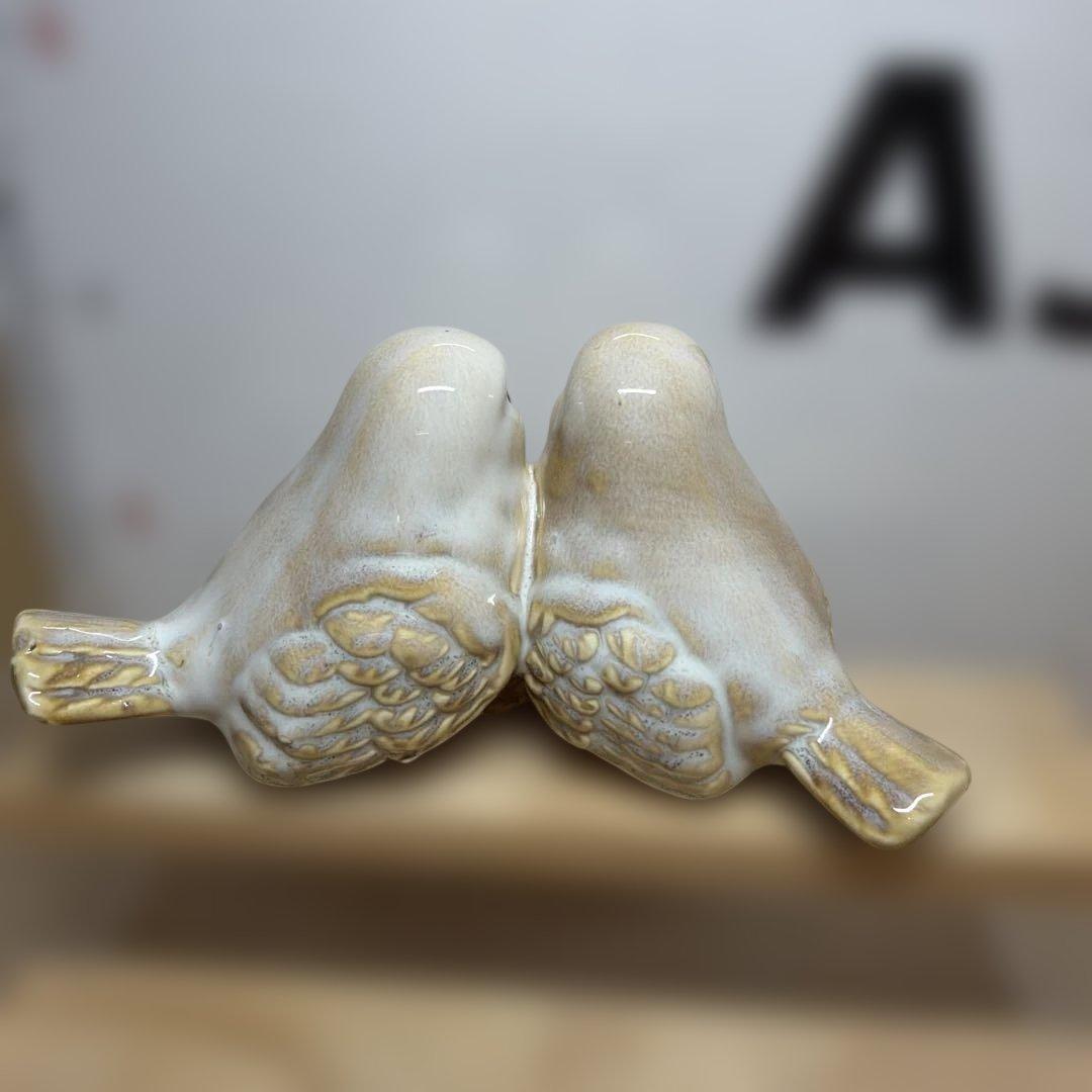 陶器製 置物 鳥 ペア オブジェ 玄関 庭の写真2枚目