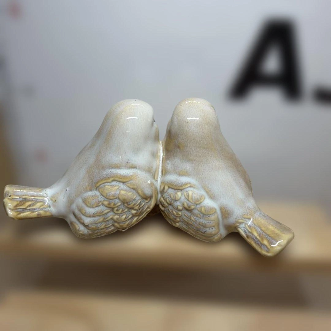 陶器製 置物 鳥 ペア オブジェ 玄関 庭の写真2枚目