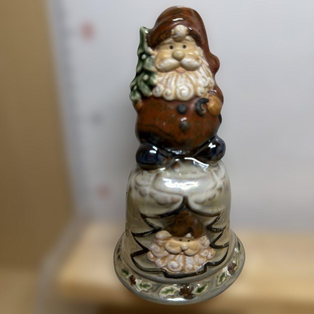 【クリスマス】サンタクロース 陶器製 ベル型 オーナメント