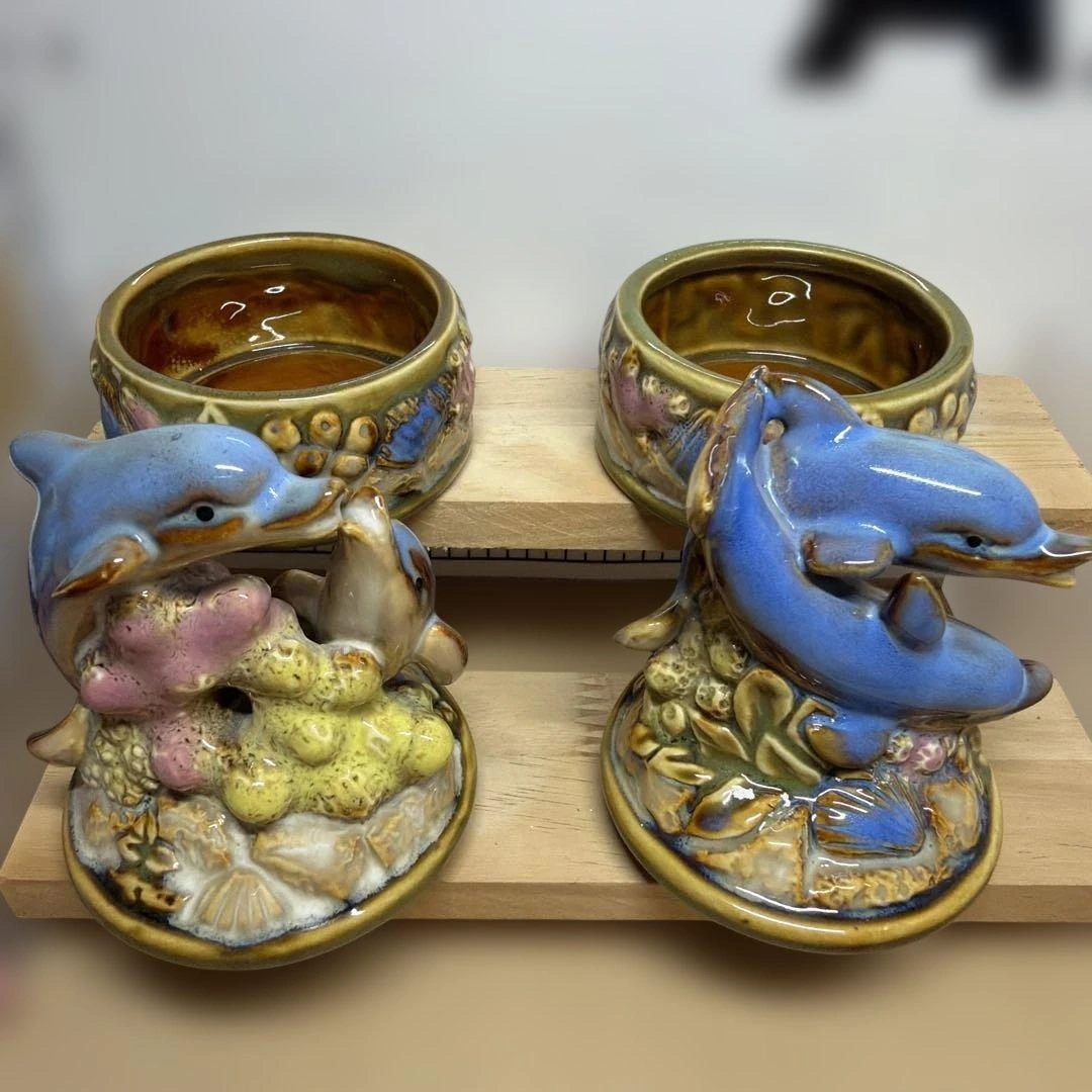 陶器製 イルカの置物 小物入れ 2個セットの写真3枚目