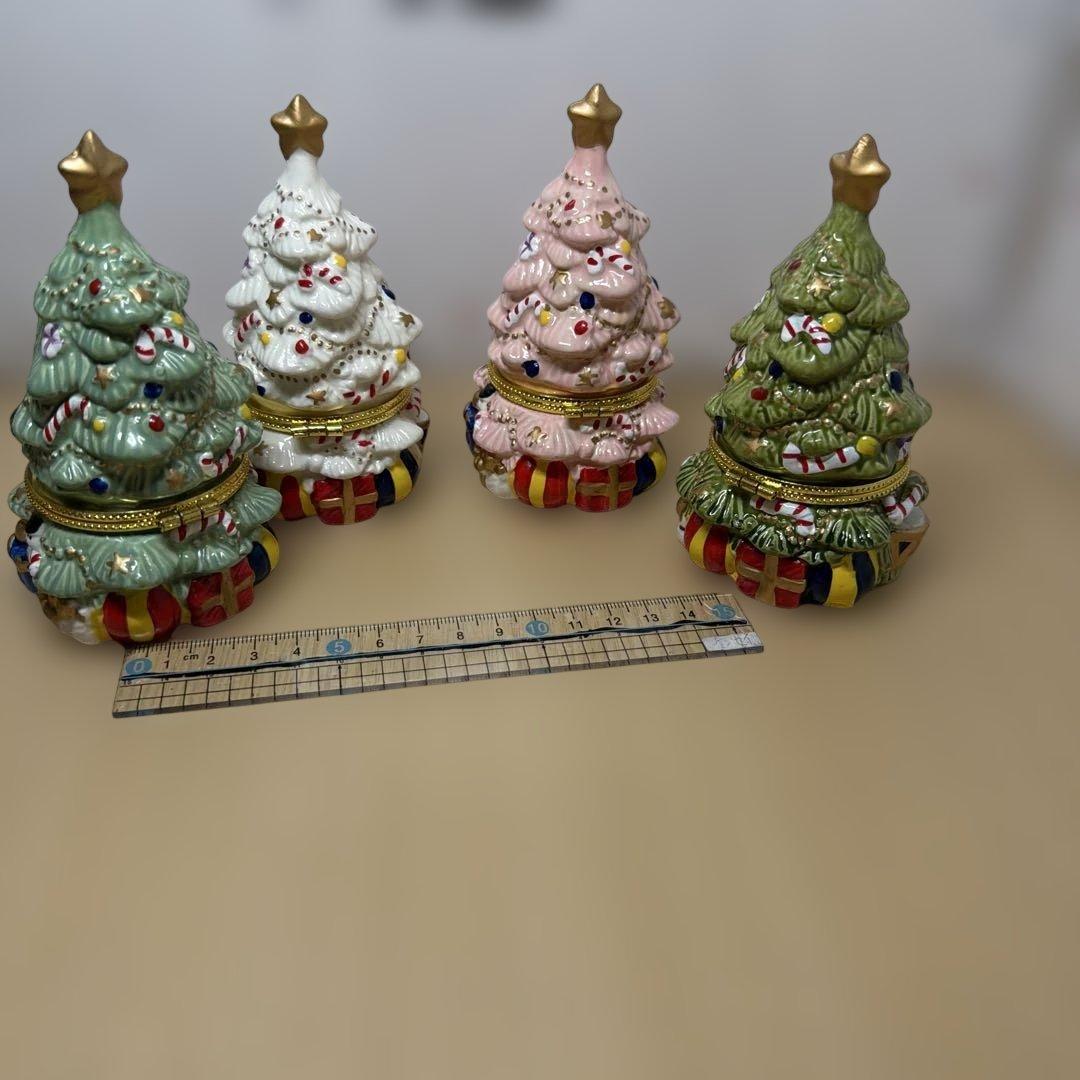 クリスマス ツリー 小物入れ 陶器製 4個セットの写真3枚目