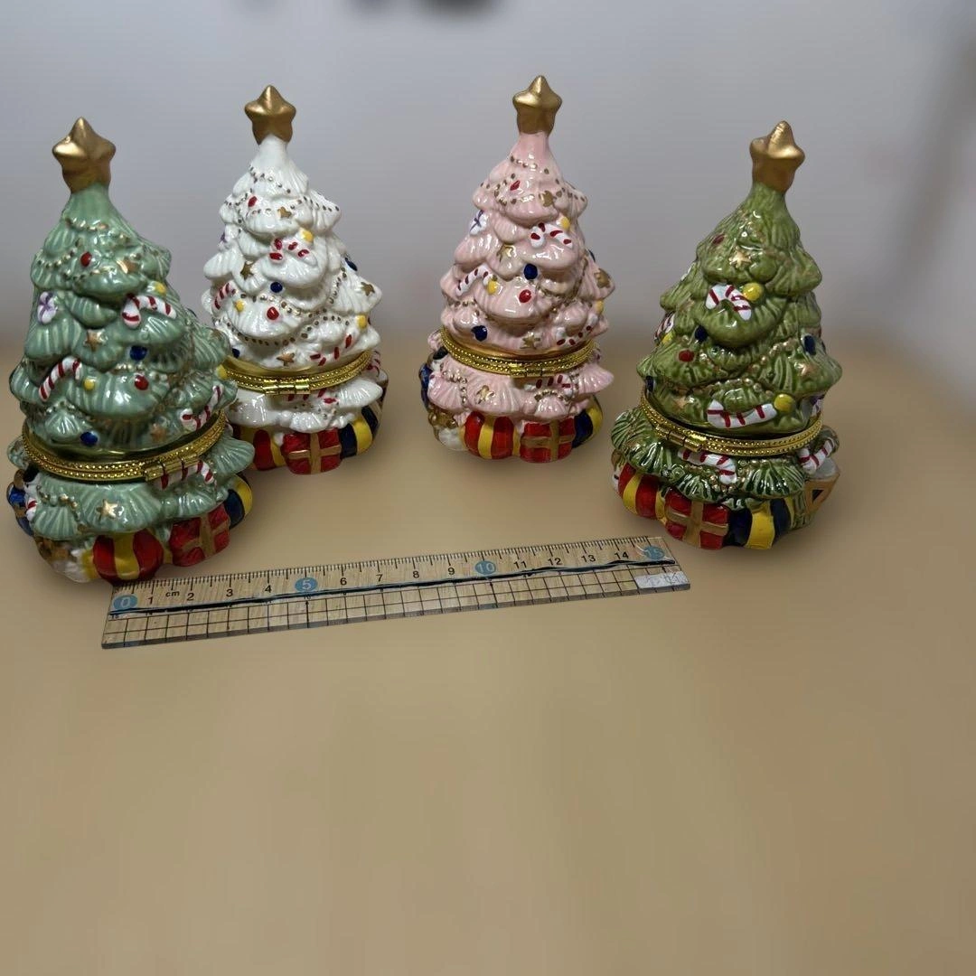 クリスマス ツリー 小物入れ 陶器製 4個セットの写真3枚目