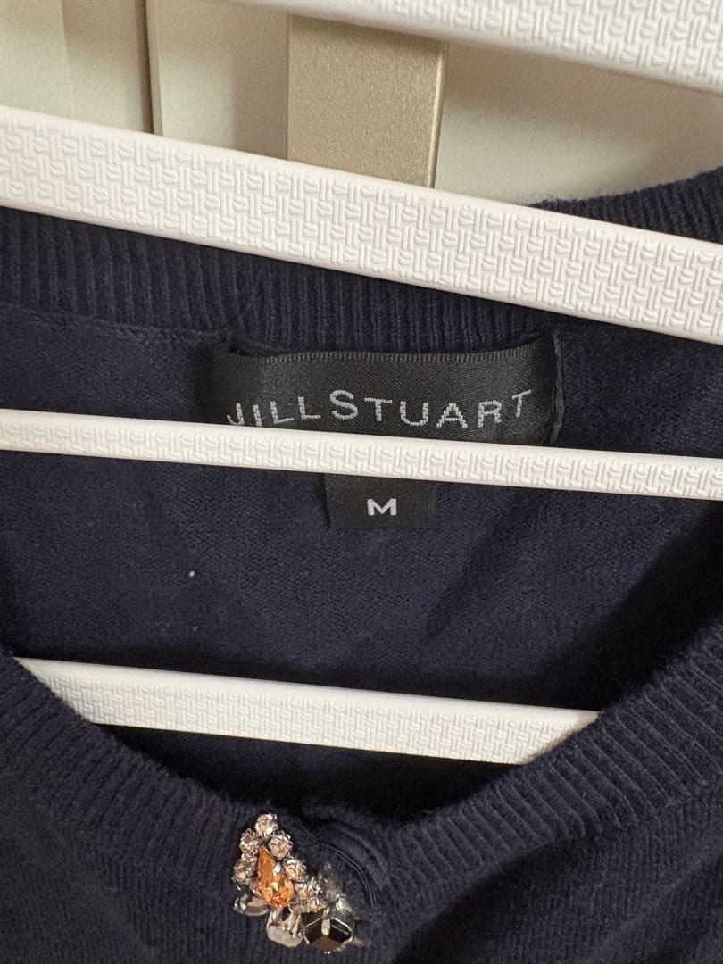 【値下げ】JILLSTUART ビジューボタン カーディガン ネイビー Mの写真3枚目