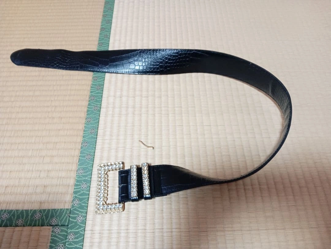 クロコダイル調 ブラック ラインストーン ベルト 15号サイズ