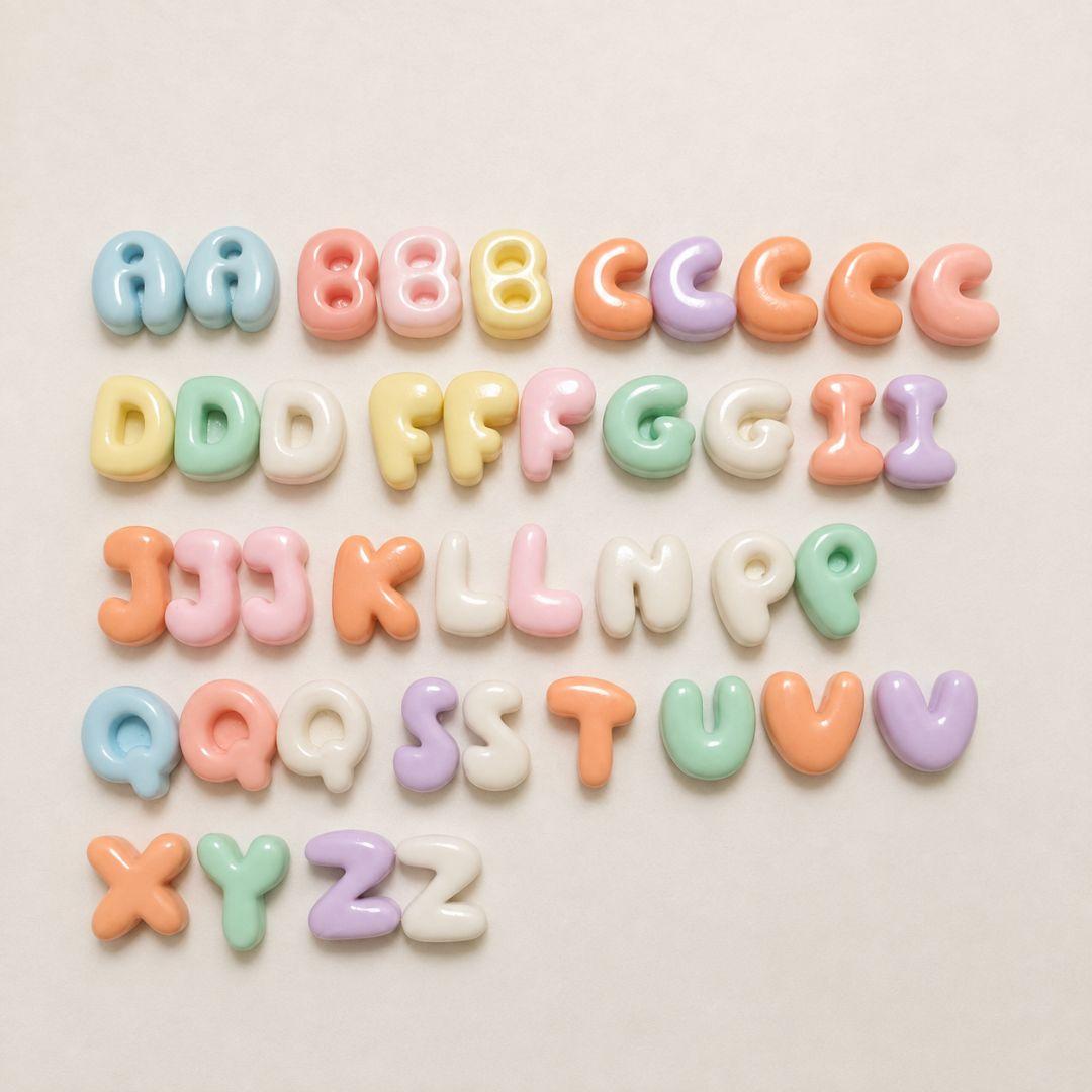 パステルカラー アルファベット デコパーツ まとめ売り ハンドメイド 素材