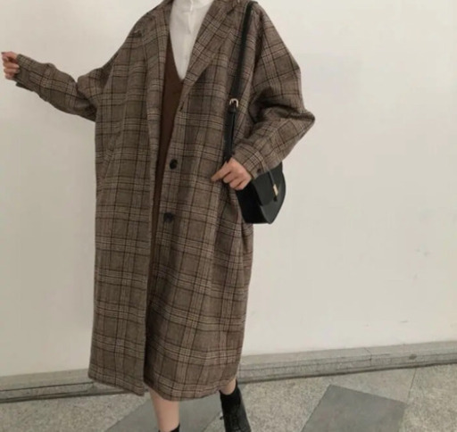 グレンチェックロングコート　お値下げの写真2枚目