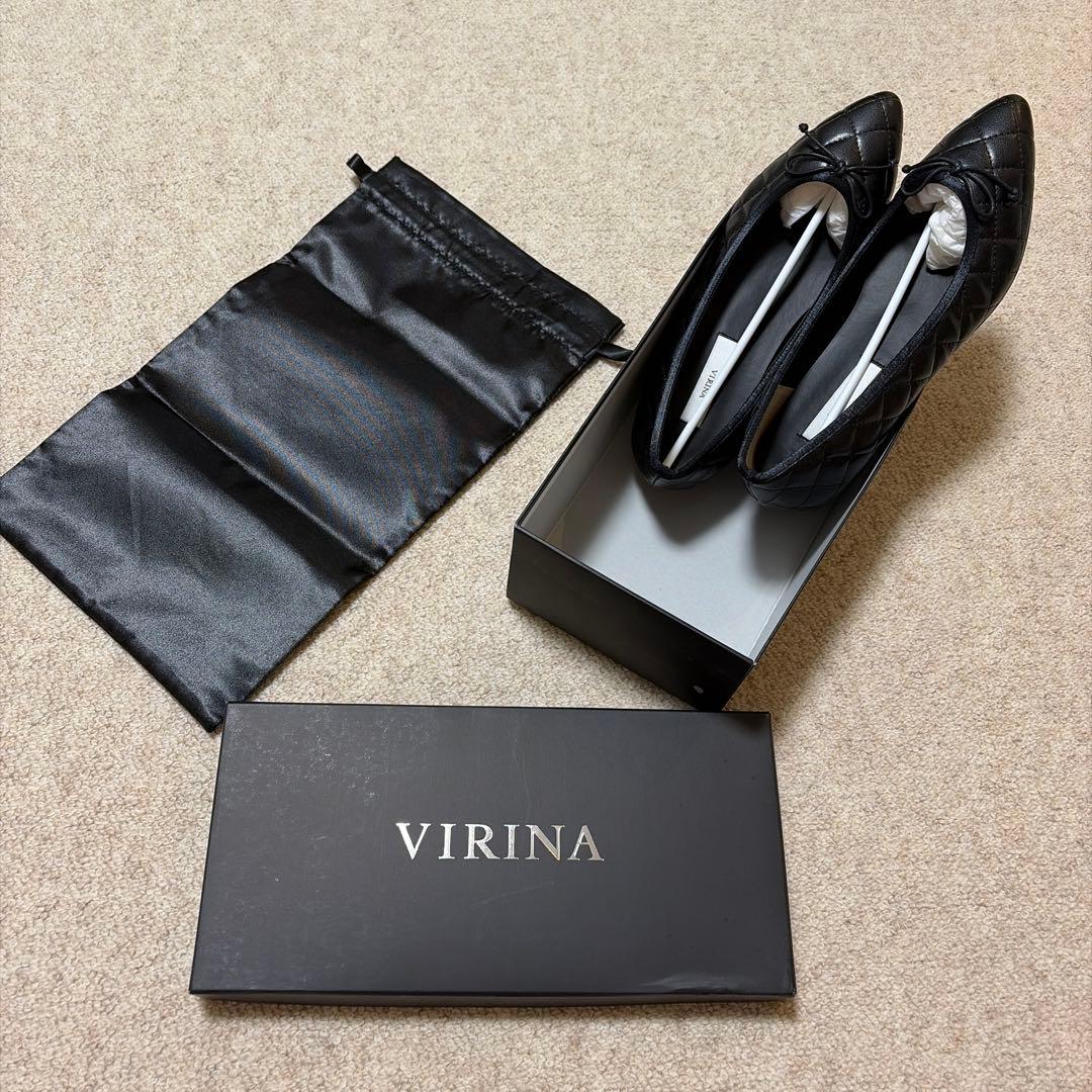 【新品未使用】VIRINA 晴雨兼用キルティングポインテッドバレエ23.5cm