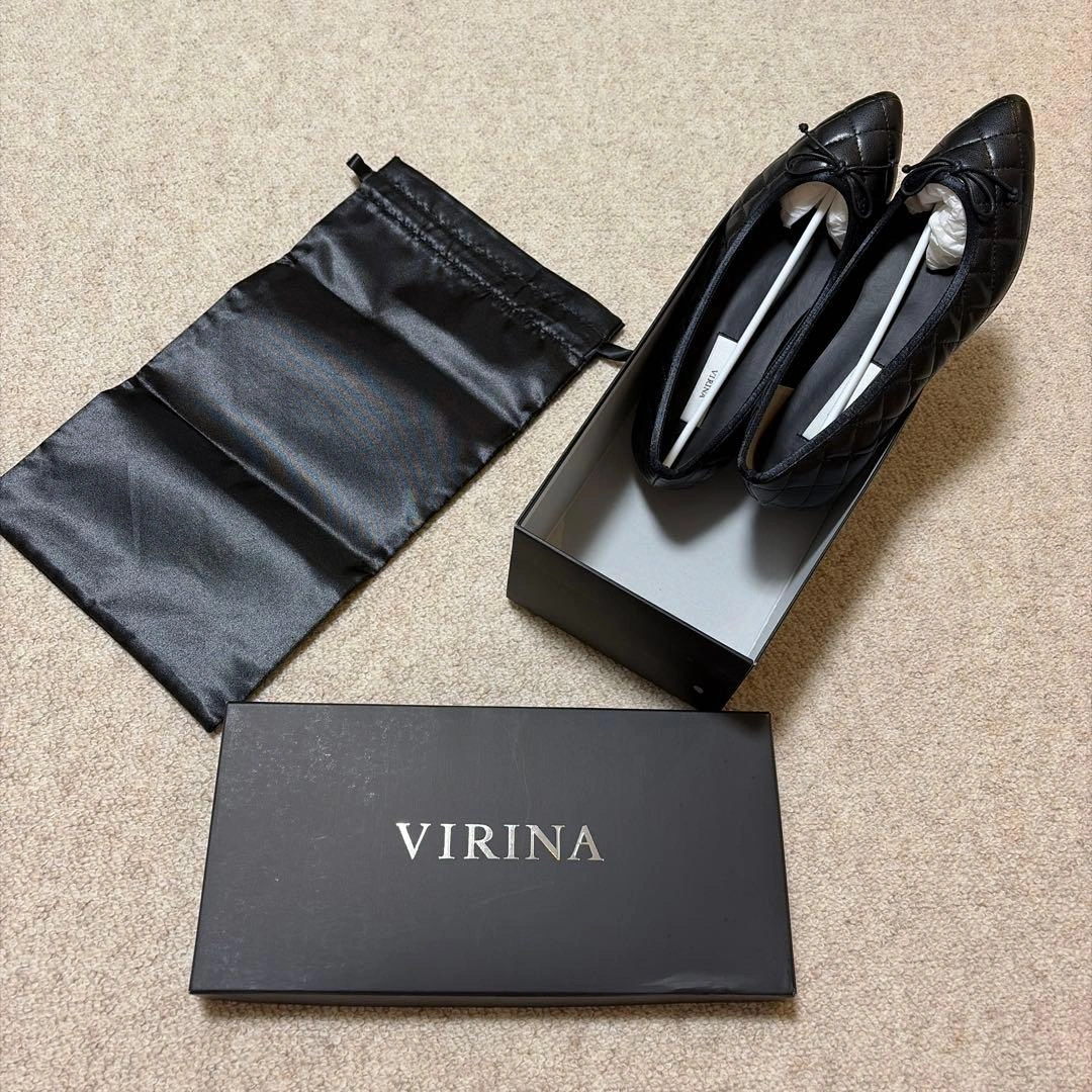【新品未使用】VIRINA 晴雨兼用キルティングポインテッドバレエ23.5cm