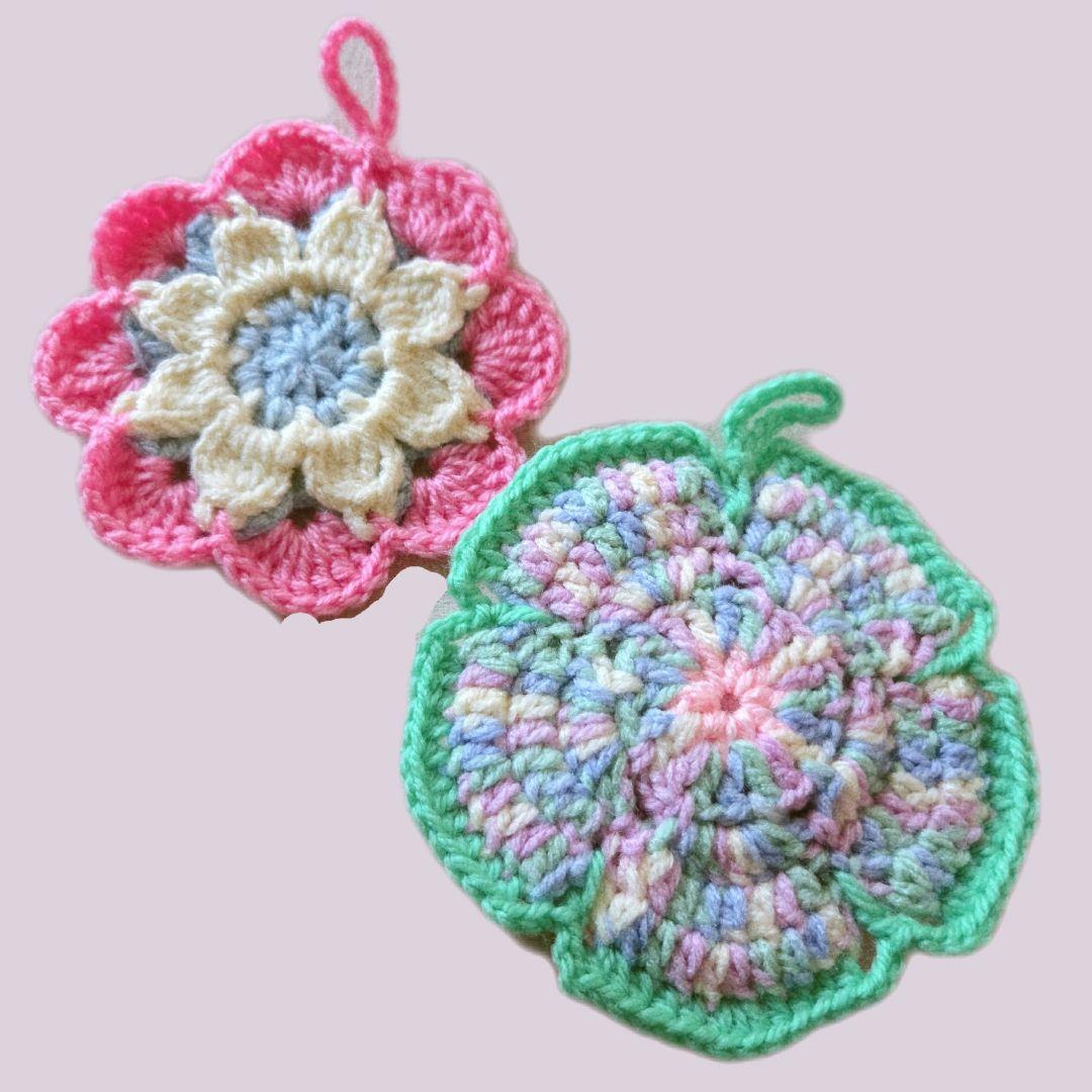 ハンドメイド かぎ針編み アクリルたわし 2枚セット