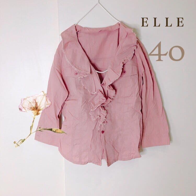 ELLE フリル ブラウス ピンク 40