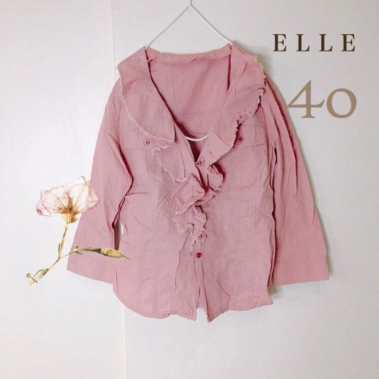 ELLE フリル ブラウス ピンク 40