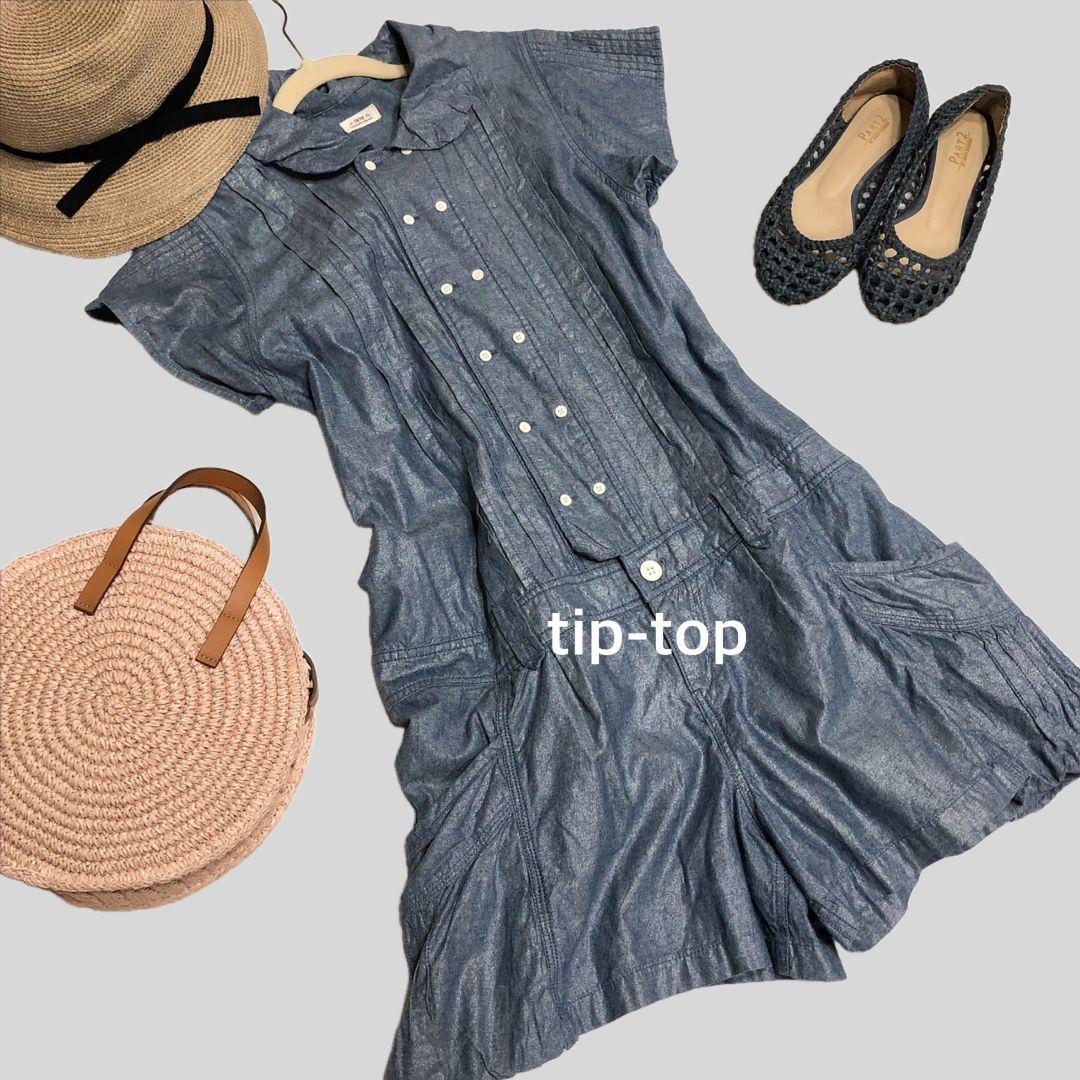 tip-top デニム シャツワンピース 半袖