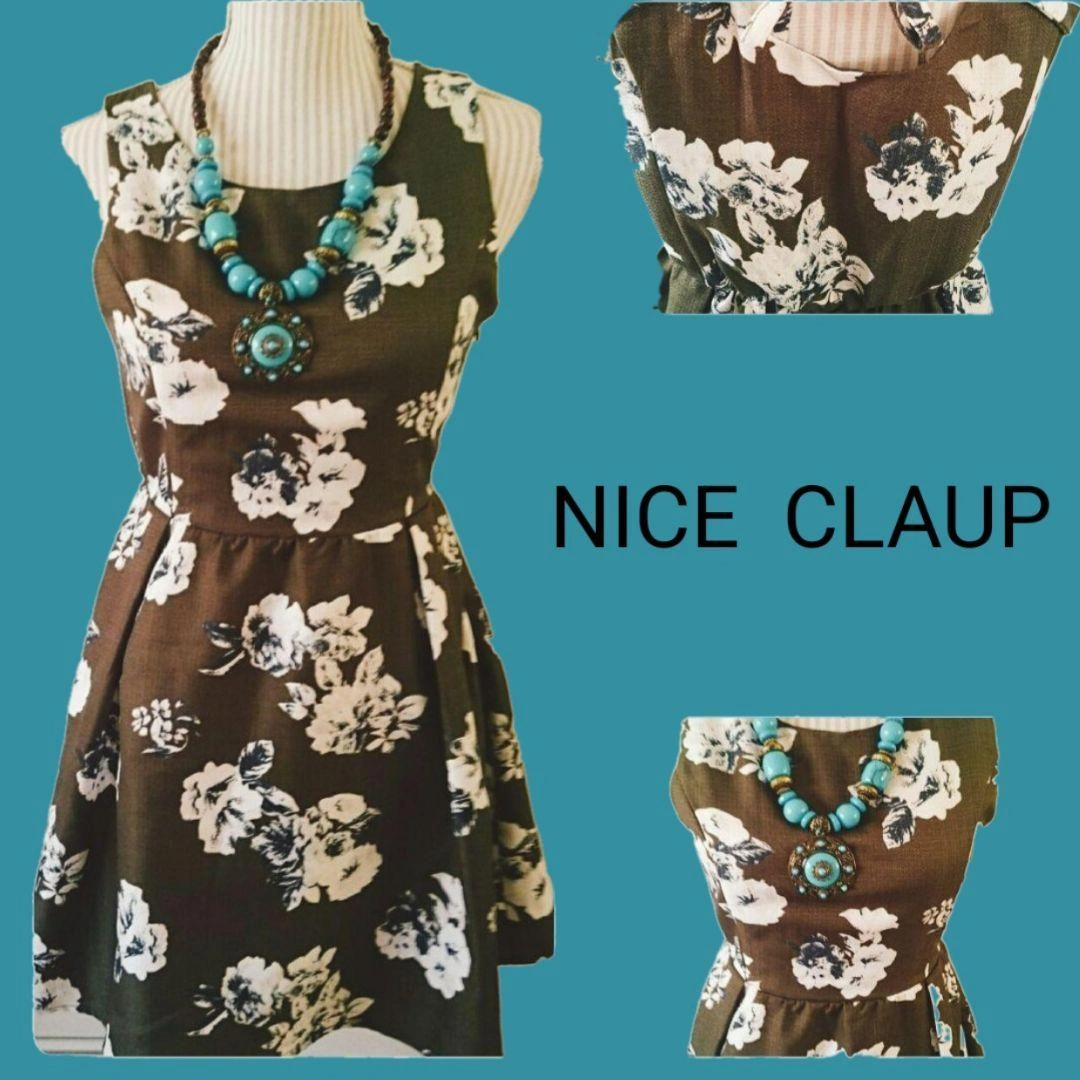 NICE CLAUP 花柄 ノースリーブ ワンピース