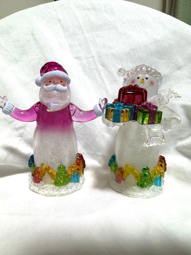 【クリスマス】サンタ 雪だるま セット イルミネーション 光る置物 飾り ライト
