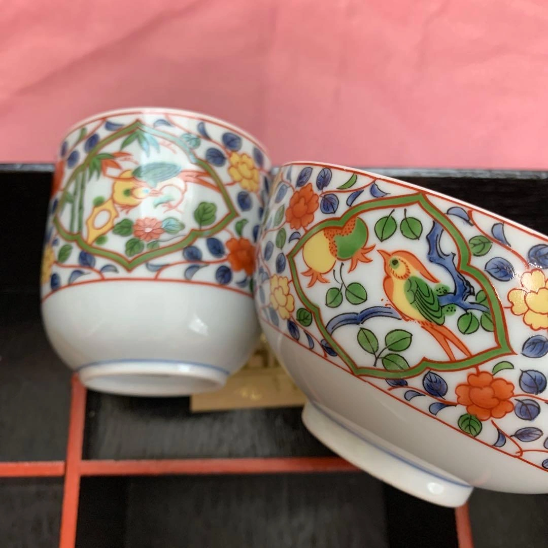 【未使用・美濃焼】龍峰窯 飯碗 湯呑み 5客セット 三洋陶器 伝統柄の写真2枚目