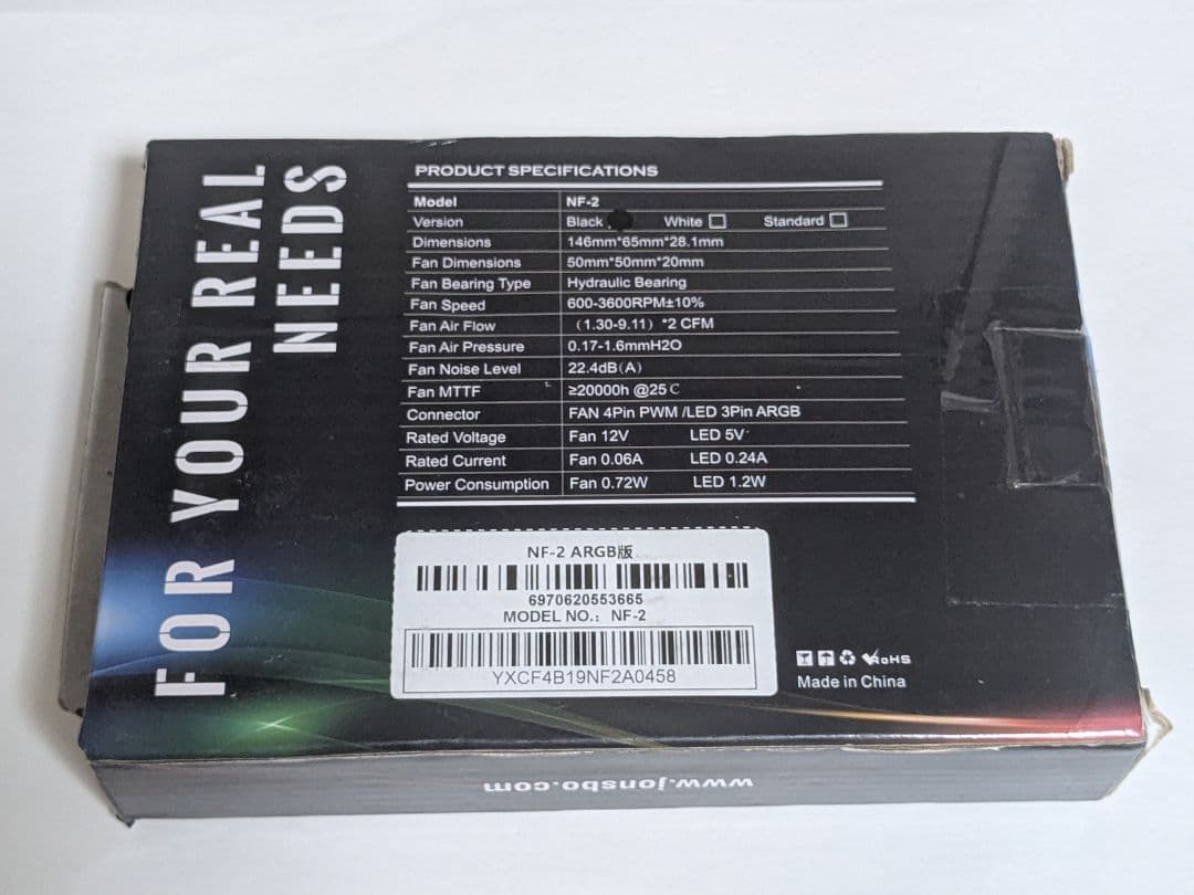 【新品】 JONSBO NF-2 ARGB Black メモリクーラーの写真3枚目