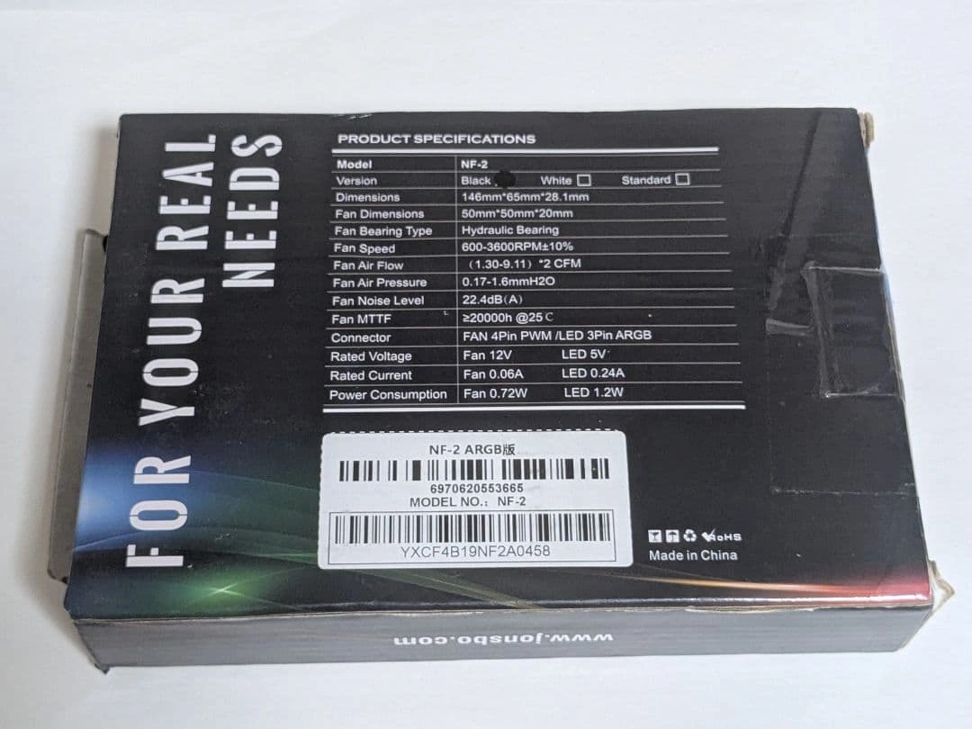 【新品】 JONSBO NF-2 ARGB Black メモリクーラーの写真3枚目