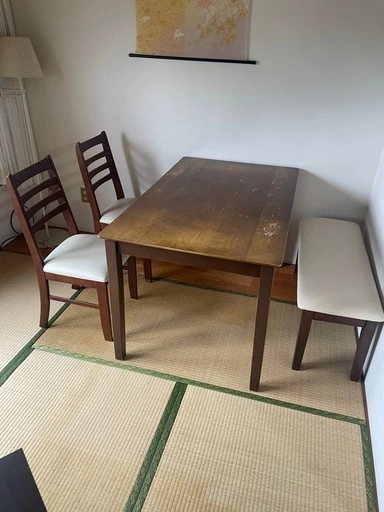 幸家具会館 ダイニングセット チェア2脚 ベンチ