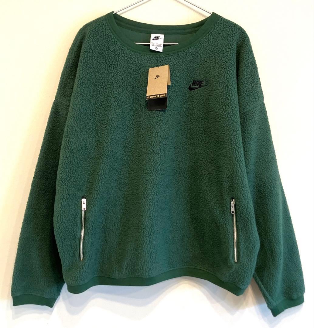 新品【2XL】NIKE Big size フリース ボア トレーナー グリーンの写真2枚目