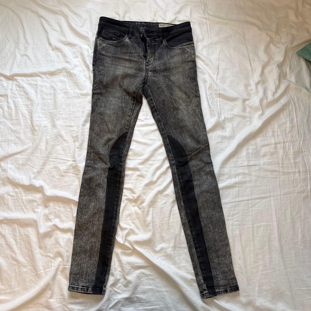 DIESEL Skinzee スキニーデニム 28インチ グレー バイカラー