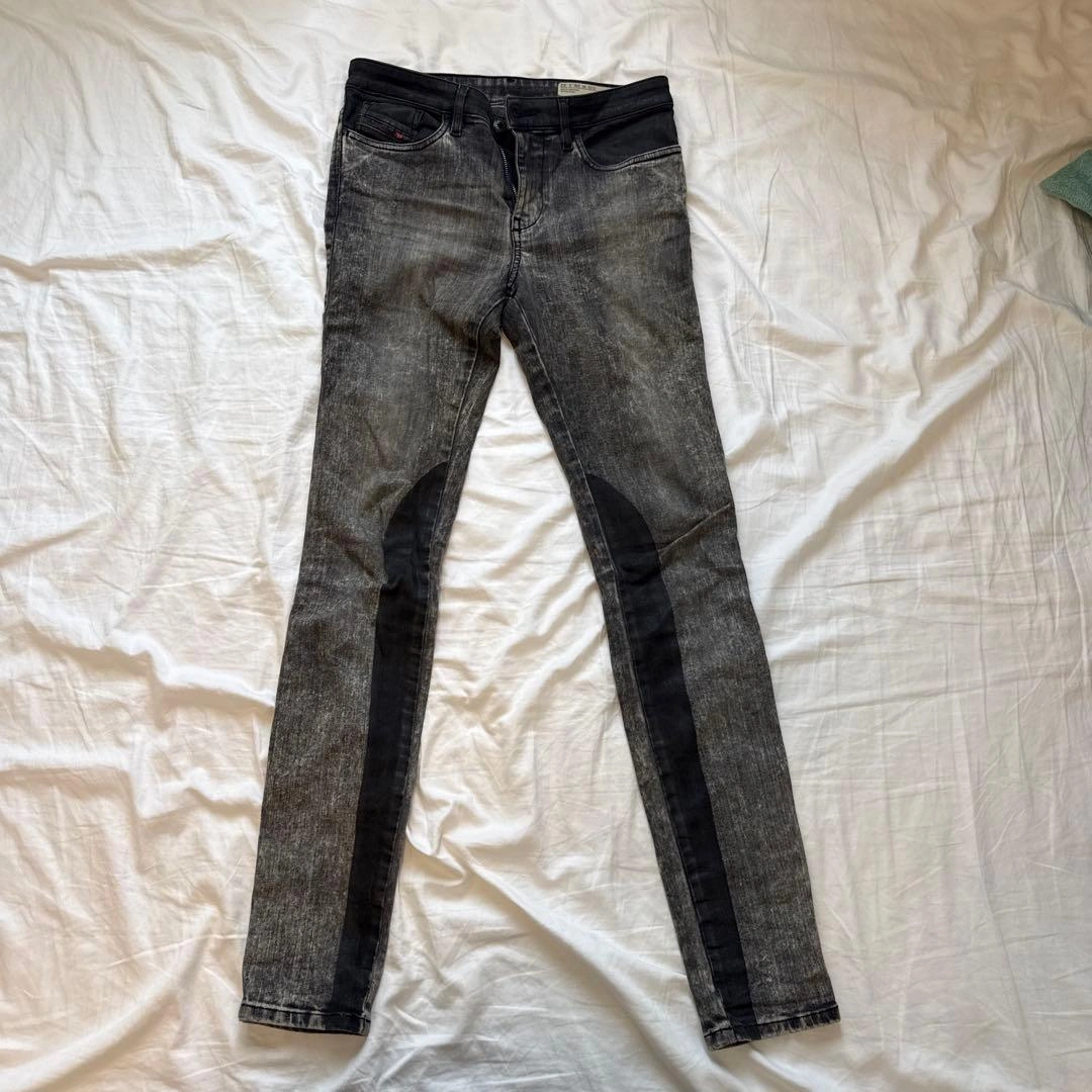 DIESEL Skinzee スキニーデニム 28インチ グレー バイカラー