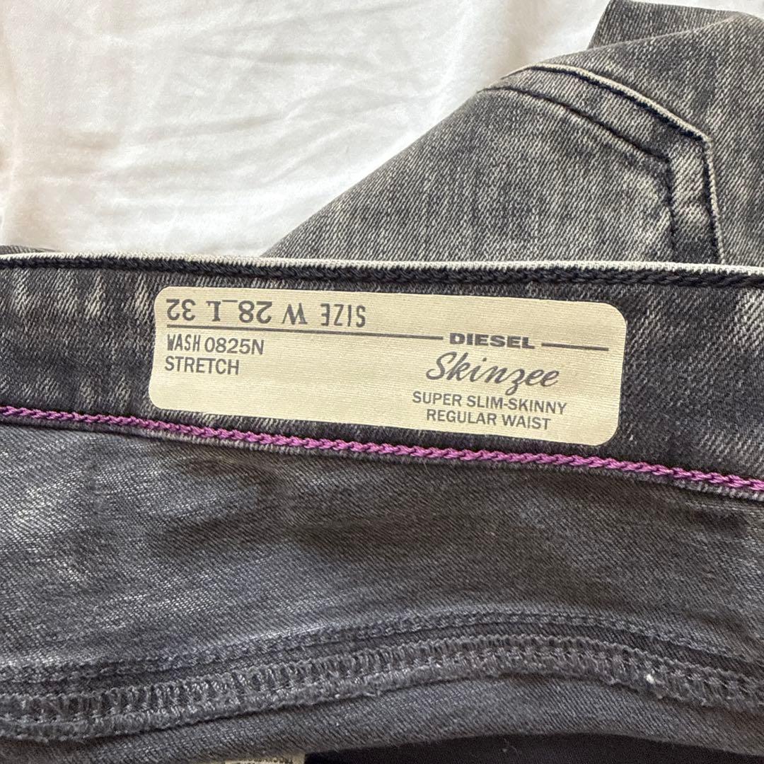DIESEL Skinzee スキニーデニム 28インチ グレー バイカラーの写真4枚目