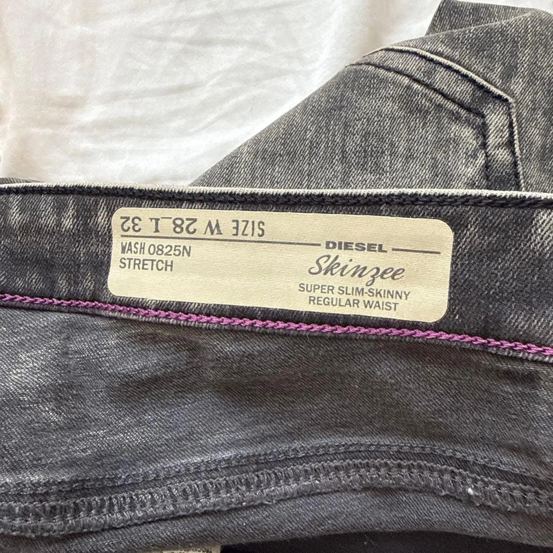 DIESEL Skinzee スキニーデニム 28インチ グレー バイカラーの写真4枚目