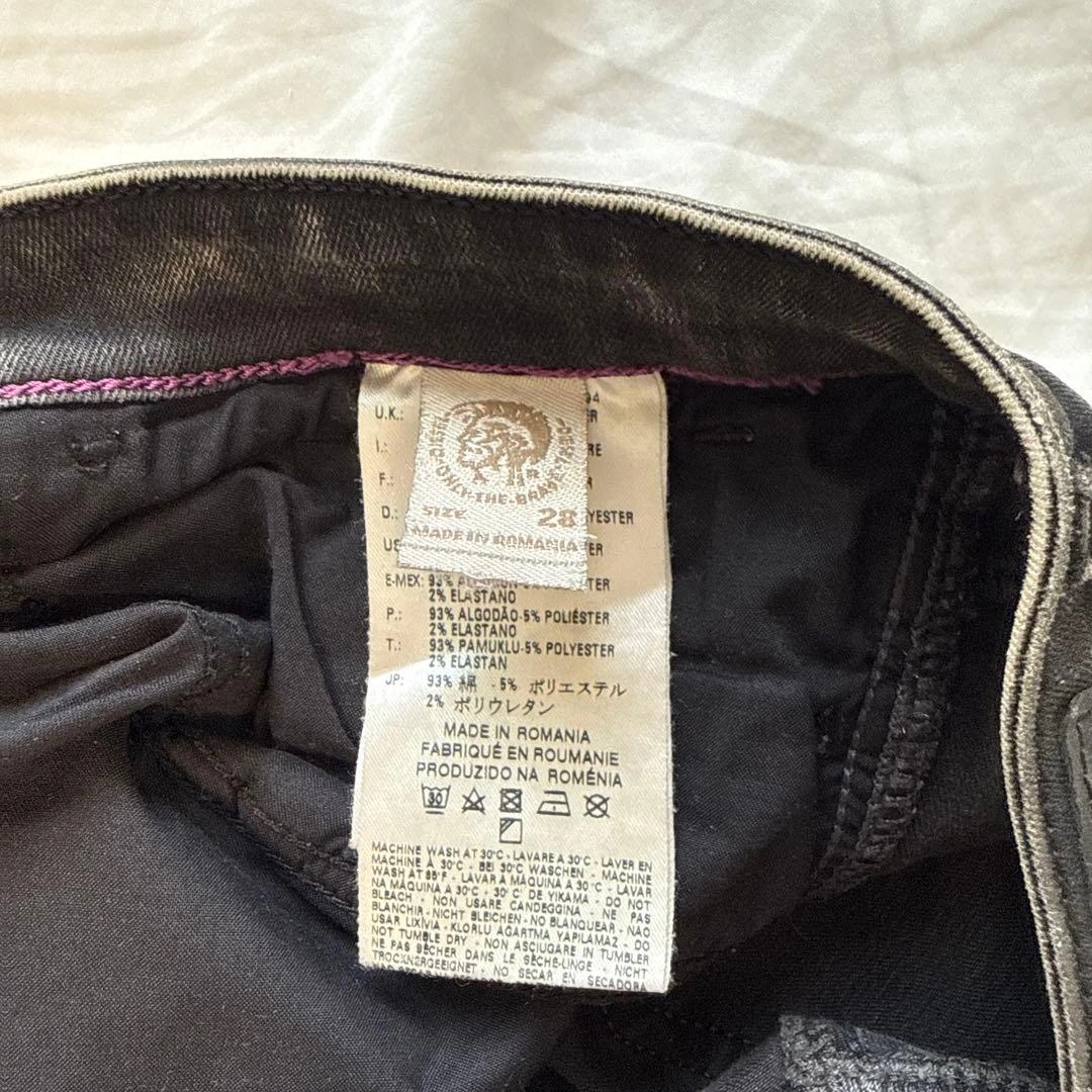 DIESEL Skinzee スキニーデニム 28インチ グレー バイカラーの写真5枚目