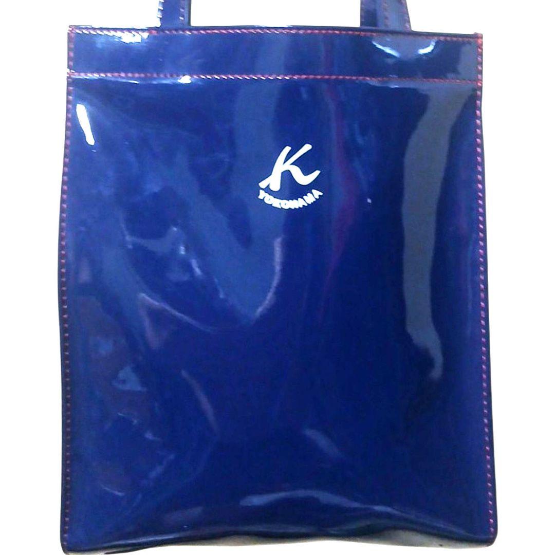 キタムラK2 トートバッグ ネイビー エナメル ビニール Kマーク 極美品