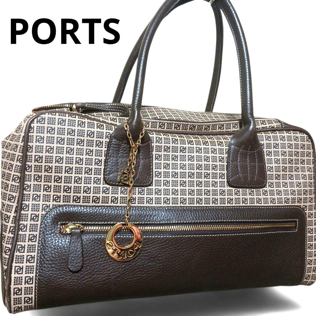 美品 PORTS ポーツ ハンドバッグ トートバッグ モノグラム チャーム付き