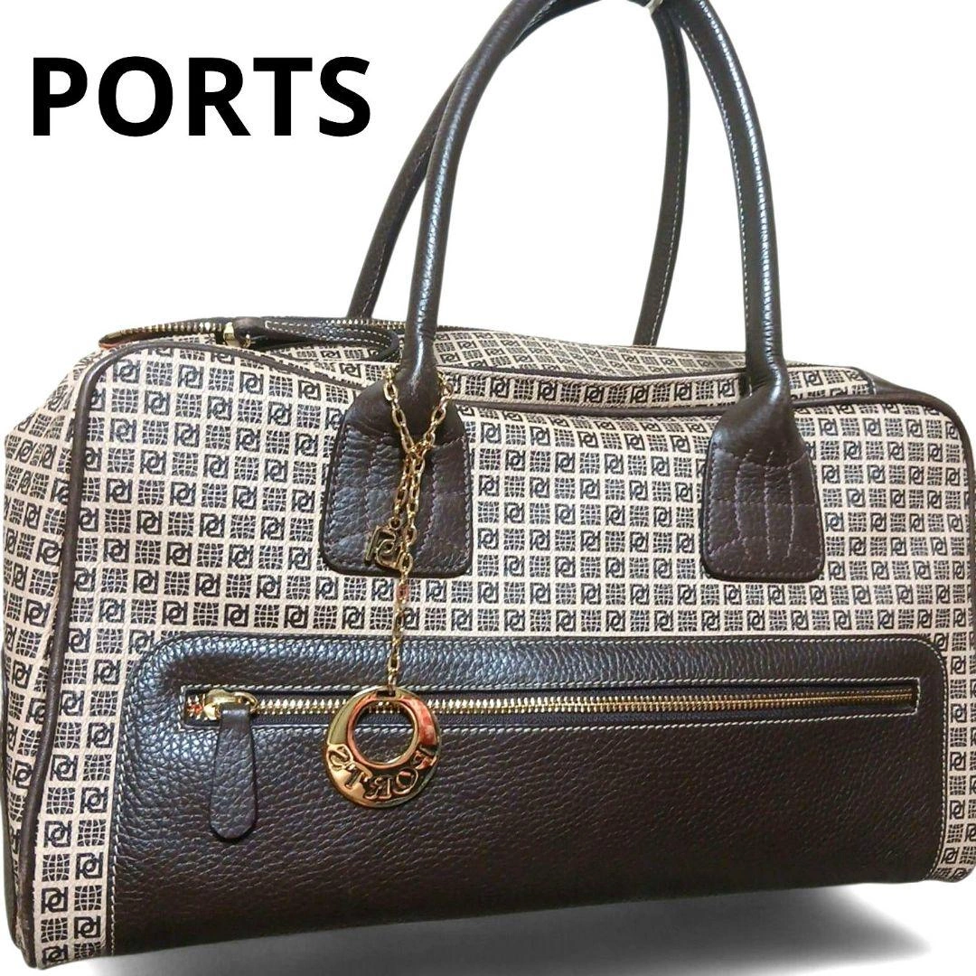 美品 PORTS ポーツ ハンドバッグ トートバッグ モノグラム チャーム付き