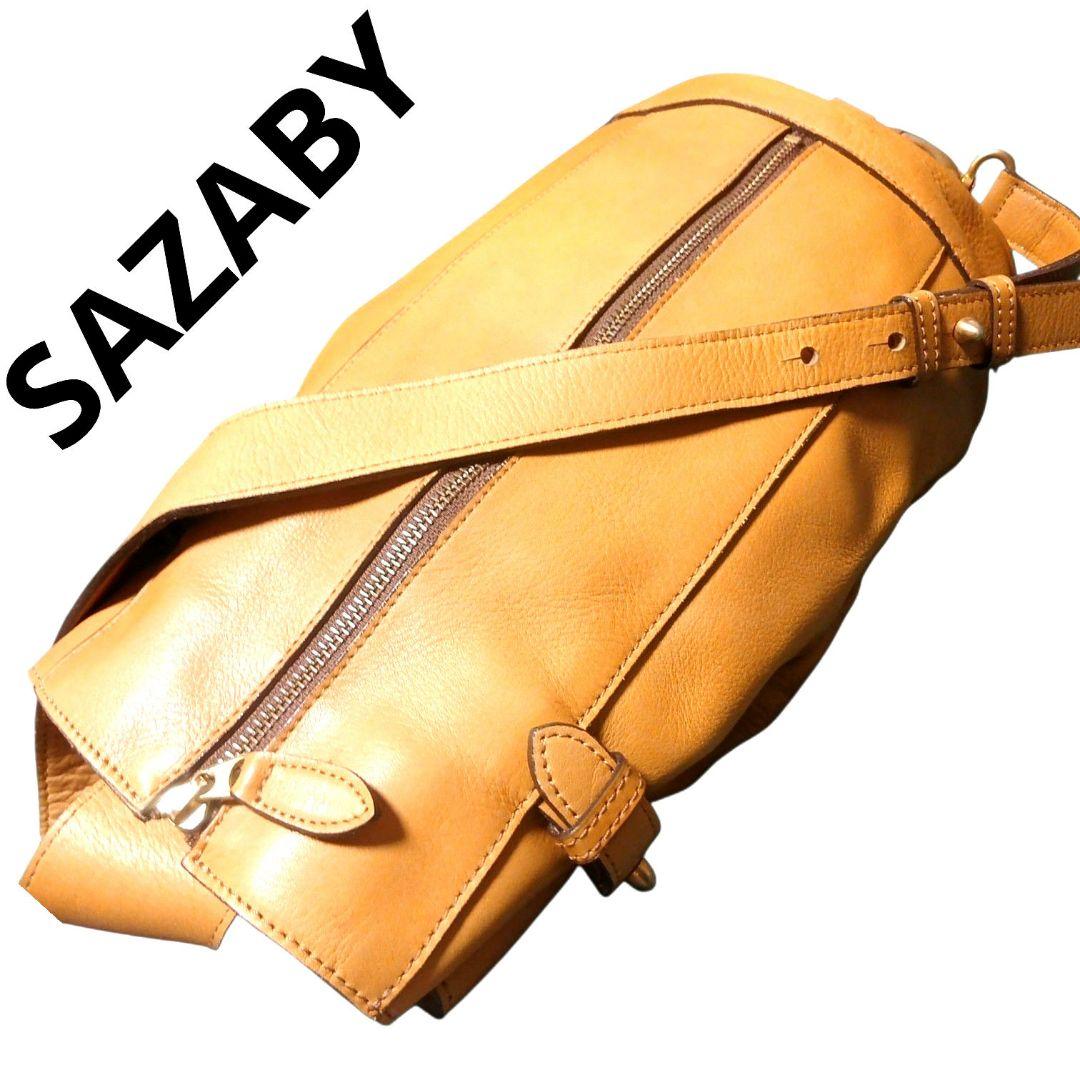 SAZABY サザビー 2WAY レザー ショルダーバッグ ボストン キャメル