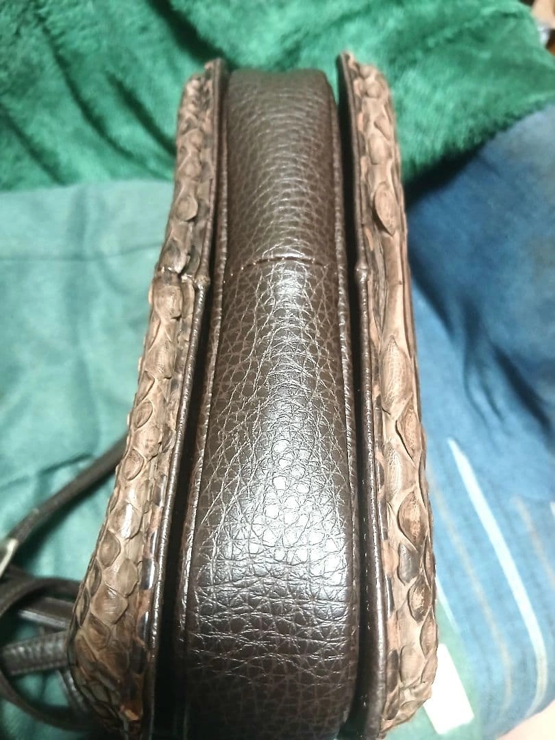 パイソン 本革 MALOCK.M 刻印 ショルダーバッグ ブラウン タッセルの写真6枚目
